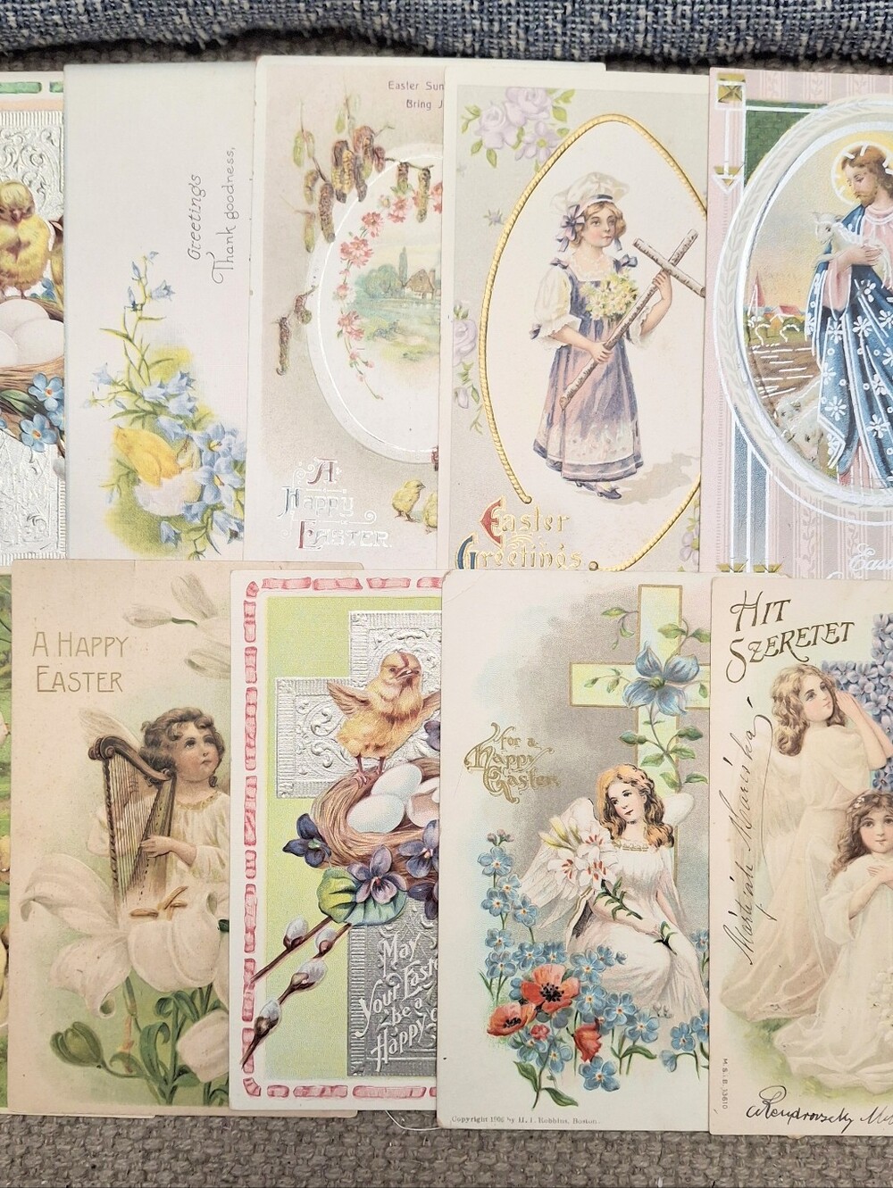 Antique Easter Postcard Lot Embossed Angels Chicks Religious Vintage Cards